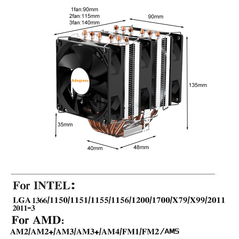 6本のヒートパイプを搭載したCPU空冷クーラー。Intel  - Cpu Cooler のレビューと価格