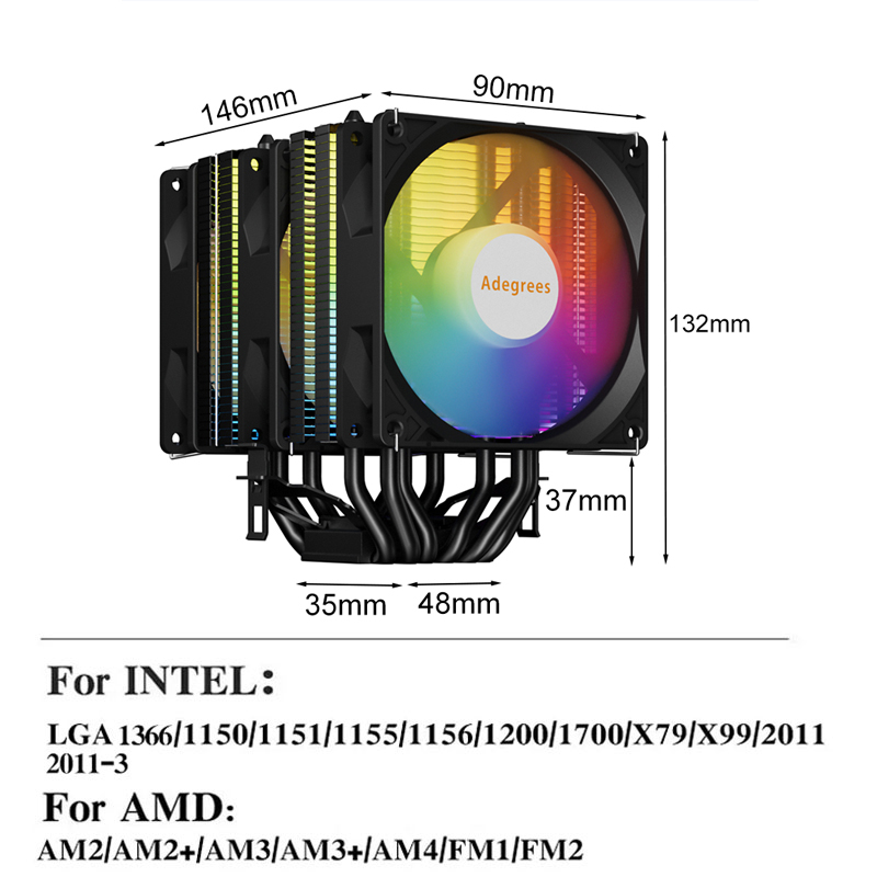 CPU空冷クーラー AM4 6ヒートパイプ PCプロセッサー - Cpu Heatsink のレビューと価格